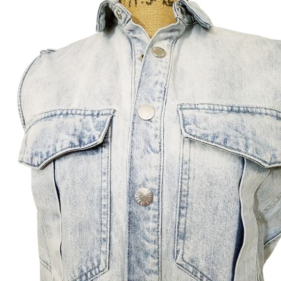 Izzue Acid Washed 100% Cotton Denim Romper Y2K Size XS - Picture 3 of 9